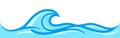 Water waves ocean graphic symbol, light blue color, water ripples light blue, ocean sea surface for banner background, aqua Royalty Free Stock Photo