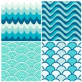 Water waves retro patterns