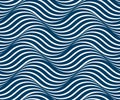Water waves seamless pattern, vector curve lines abstract repeat tiling background. Royalty Free Stock Photo