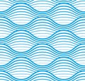 Water waves seamless pattern, vector curve lines abstract repeat tiling background. Royalty Free Stock Photo