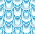 Water waves seamless pattern, vector curve lines abstract repeat tiling background. Royalty Free Stock Photo