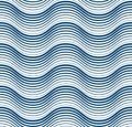 Water waves seamless pattern, vector curve lines abstract repeat Royalty Free Stock Photo