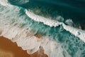 Water waves at a tropical beach aerial top view created with generative AI technology Royalty Free Stock Photo