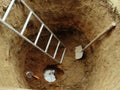 Water well with hand construction tool