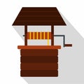 Water well icon, flat style Royalty Free Stock Photo