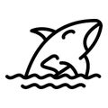 Water whale killer icon, outline style