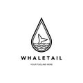 water whale tail logo icon line art minimalist vector illustration design