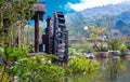 Water Wheels On River Amidst Trees in Wuxi nianhuawan park Royalty Free Stock Photo