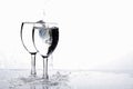 Water in wine glass , Water splash Royalty Free Stock Photo