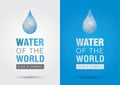 Water of the world.Icon signage symbol water drop with the world Royalty Free Stock Photo
