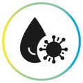 waterborne bacteria icon, virus cholera in water, flat symbol