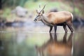 waterbuck reflection in still river water