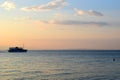 Waterbus that connects Thessaloniki with its suburbs Neoi Epivates and Peraia. Royalty Free Stock Photo