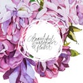 Watercolor abstrackt flower background whith lettering