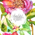 Watercolor abstrackt flower background whith lettering