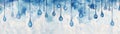 Watercolor Abstract Art - Dripping Blue Drops on White Background Royalty Free Stock Photo