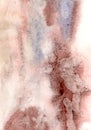 Watercolor abstract background with blue, pink and dark red spots. Hand painted pastel illustration isolated on white