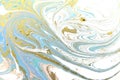 Watercolor abstract background with blue and turquoise splashes of paint on white. Hand painted texture. Imitation of sea. Royalty Free Stock Photo