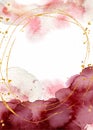 Watercolor abstract background, hand drawn watercolour burgundy and gold texture Royalty Free Stock Photo