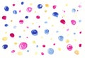 Watercolor abstract background with multicolored bright dots and bublles