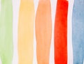 Watercolor abstract background with multicolored vertical stripes, hand drawing Royalty Free Stock Photo