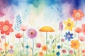 Watercolor abstract background nature summer background flowers illustration spring floral flora blossom Royalty Free Stock Photo