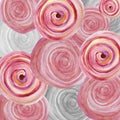 Watercolor abstract background with pink and gray spiral