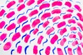 Watercolor abstract background of short red strokes with a wide brush and narrow curved lines of purple. Sketch, watercolor, paint