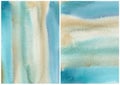 Watercolor abstract blue, beige and white texture. Hand painted sea or ocean abstract background. Aquatic illustration