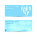 Watercolor abstract blue hand drawn banner or card template