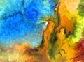 Watercolor abstract bright colorful textural background handmade . Painting of cave underwater ocean sea coast Royalty Free Stock Photo