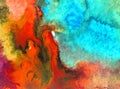 Watercolor abstract bright colorful textural background handmade . Painting of cave underwater ocean sea coast Royalty Free Stock Photo