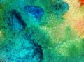 Watercolor abstract bright colorful textural background handmade . Painting of underwater world of coral reef. Modern sea scape Royalty Free Stock Photo