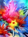 Watercolor abstract bright colorful textural background handmade . Painting of underwater world of coral reef. Modern seascape Royalty Free Stock Photo