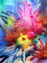 Watercolor abstract bright colorful textural background handmade . Painting of underwater world of coral reef. Modern seascape