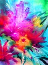 Watercolor abstract bright colorful textural background handmade . Painting of underwater world of coral reef. Modern seascape Royalty Free Stock Photo