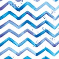 Watercolor abstract chevron background with drops and splashes.