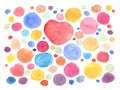 Watercolor abstract colorful dots background, geometric doodle pattern Royalty Free Stock Photo