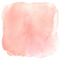 Watercolor abstract coral pink red delicate background. Hand drawn square stain, spot, paper texture Royalty Free Stock Photo