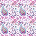 Watercolor abstract ethnic ornate elements seamless pattern.