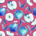 Watercolor abstract fruit pattern apple, summer print for the textile fabric, wallpaper, poster, template Royalty Free Stock Photo