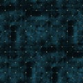 Watercolor abstract geometric dark teal velvet plaid seamless pattern with gold glitter polka dot