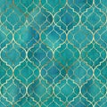 Watercolor abstract geometric seamless pattern. Arab tiles. Kaleidoscope effect. Watercolour vintage mosaic texture Royalty Free Stock Photo