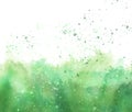 Watercolor abstract green spot, blot. Colorful vintage background, reminiscent of a forest landscape. Green outlines of the silhou