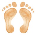 Watercolor abstract beige baby foot print isolated on white Royalty Free Stock Photo