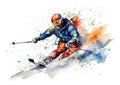 Watercolor abstract illustration of Skiing.