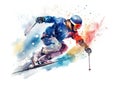 Watercolor abstract illustration of Skiing.