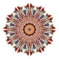 Watercolor abstract mandala. Circular pattern of feathers isolated on white background.