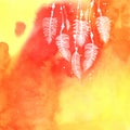 Watercolor abstract orange hand drawn background