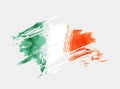 Watercolor abstract painted background with Ireland grunge flag. Template for national holidays or celebration background